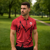 Custom Canada Curling Zipper Polo Shirt Go Maple Leaf Marble Style - Wonder Print Shop