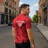 Custom Canada Curling Zipper Polo Shirt Go Maple Leaf Marble Style - Wonder Print Shop