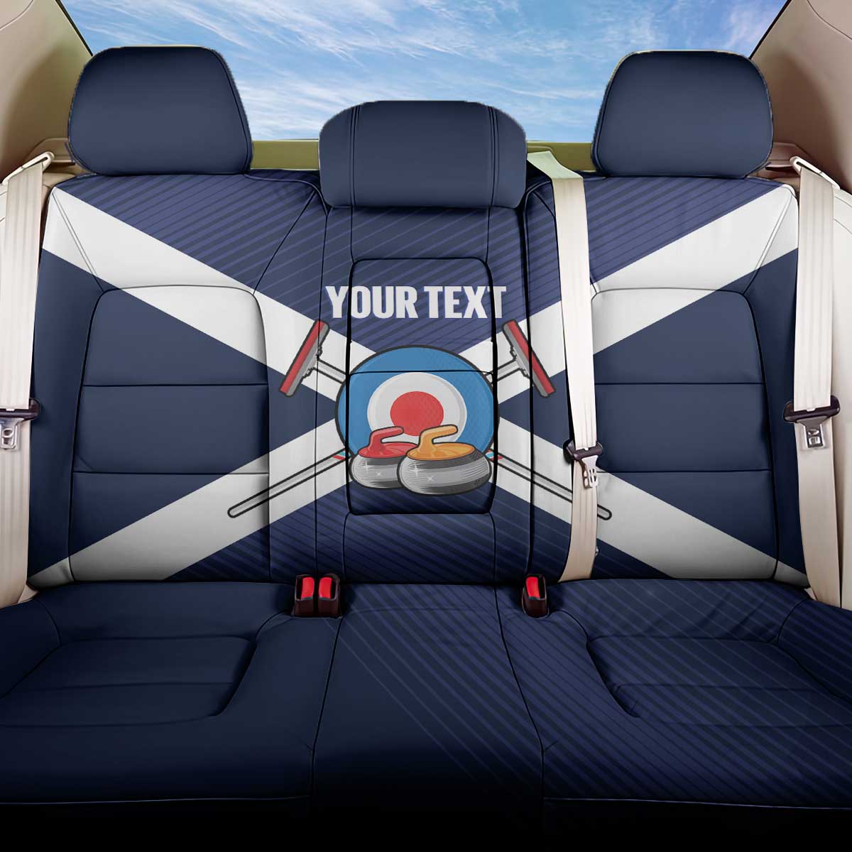 Personalized Scotland Curling Back Car Seat Cover Go Scottish Flag Style - Wonder Print Shop