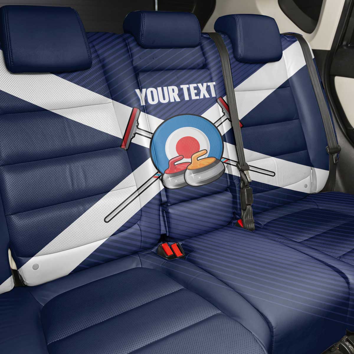 Personalized Scotland Curling Back Car Seat Cover Go Scottish Flag Style - Wonder Print Shop