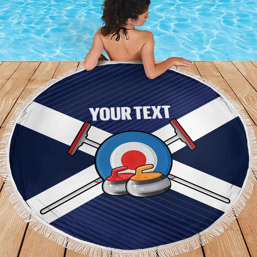 Personalized Scotland Curling Beach Blanket Go Scottish Flag Style - Wonder Print Shop