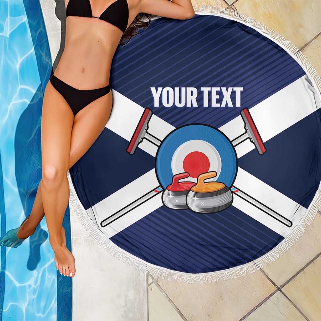 Personalized Scotland Curling Beach Blanket Go Scottish Flag Style - Wonder Print Shop