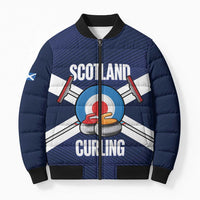 Personalized Scotland Curling Bomber Puffer Jacket Go Scottish Flag Style - Wonder Print Shop