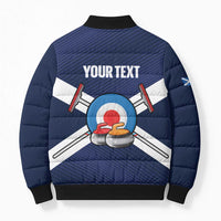Personalized Scotland Curling Bomber Puffer Jacket Go Scottish Flag Style - Wonder Print Shop