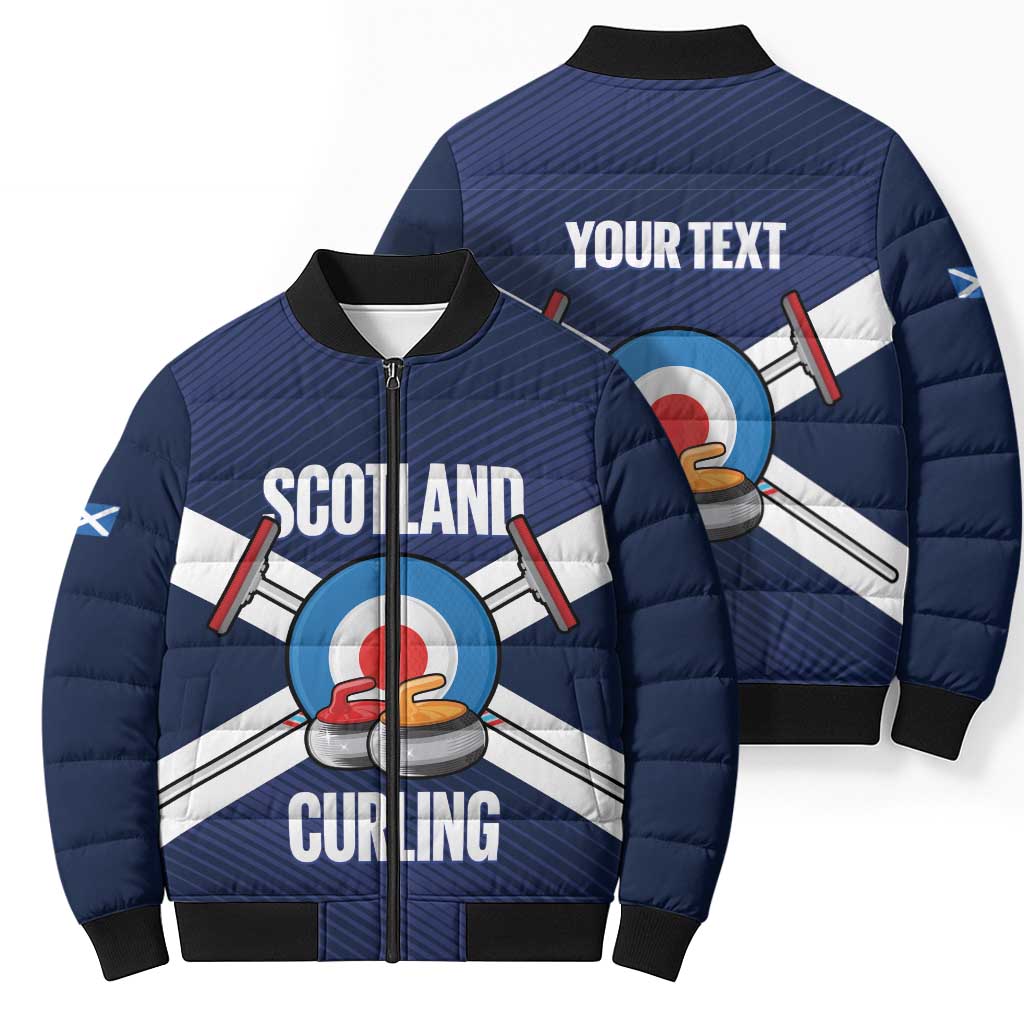 Personalized Scotland Curling Bomber Puffer Jacket Go Scottish Flag Style - Wonder Print Shop