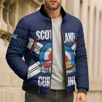 Personalized Scotland Curling Bomber Puffer Jacket Go Scottish Flag Style - Wonder Print Shop