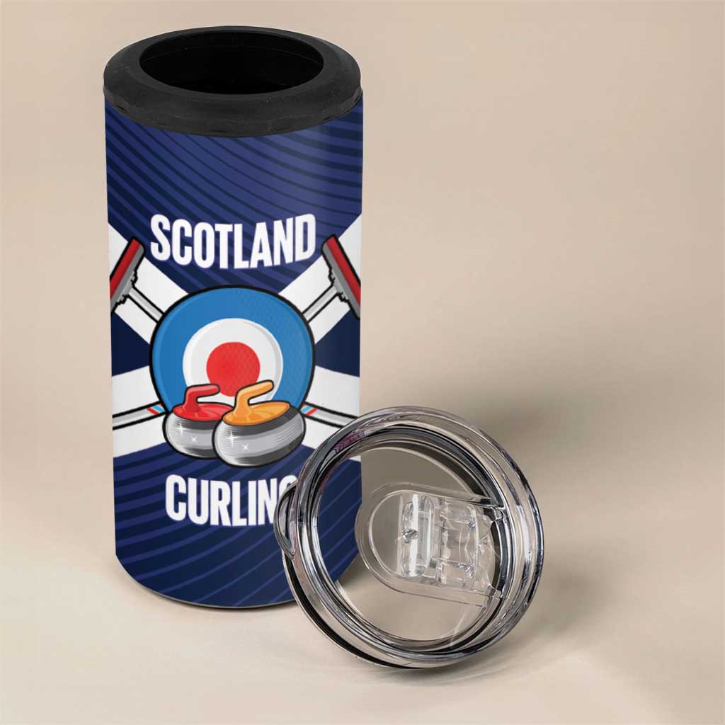 Personalized Scotland Curling 4 in 1 Can Cooler Tumbler Go Scottish Flag Style - Wonder Print Shop
