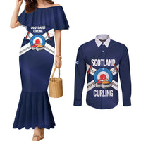 Personalized Scotland Curling Couples Matching Mermaid Dress and Long Sleeve Button Shirt Go Scottish Flag Style - Wonder Print Shop
