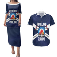 Personalized Scotland Curling Couples Matching Puletasi and Hawaiian Shirt Go Scottish Flag Style - Wonder Print Shop