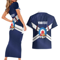 Personalized Scotland Curling Couples Matching Short Sleeve Bodycon Dress and Hawaiian Shirt Go Scottish Flag Style - Wonder Print Shop
