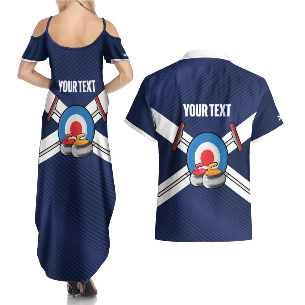 Personalized Scotland Curling Couples Matching Summer Maxi Dress and Hawaiian Shirt Go Scottish Flag Style - Wonder Print Shop