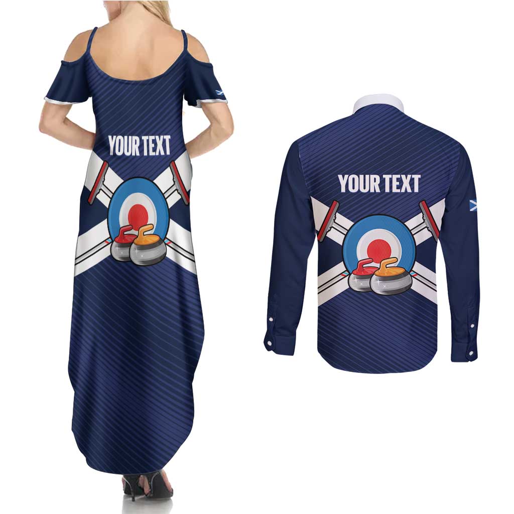 Personalized Scotland Curling Couples Matching Summer Maxi Dress and Long Sleeve Button Shirt Go Scottish Flag Style - Wonder Print Shop