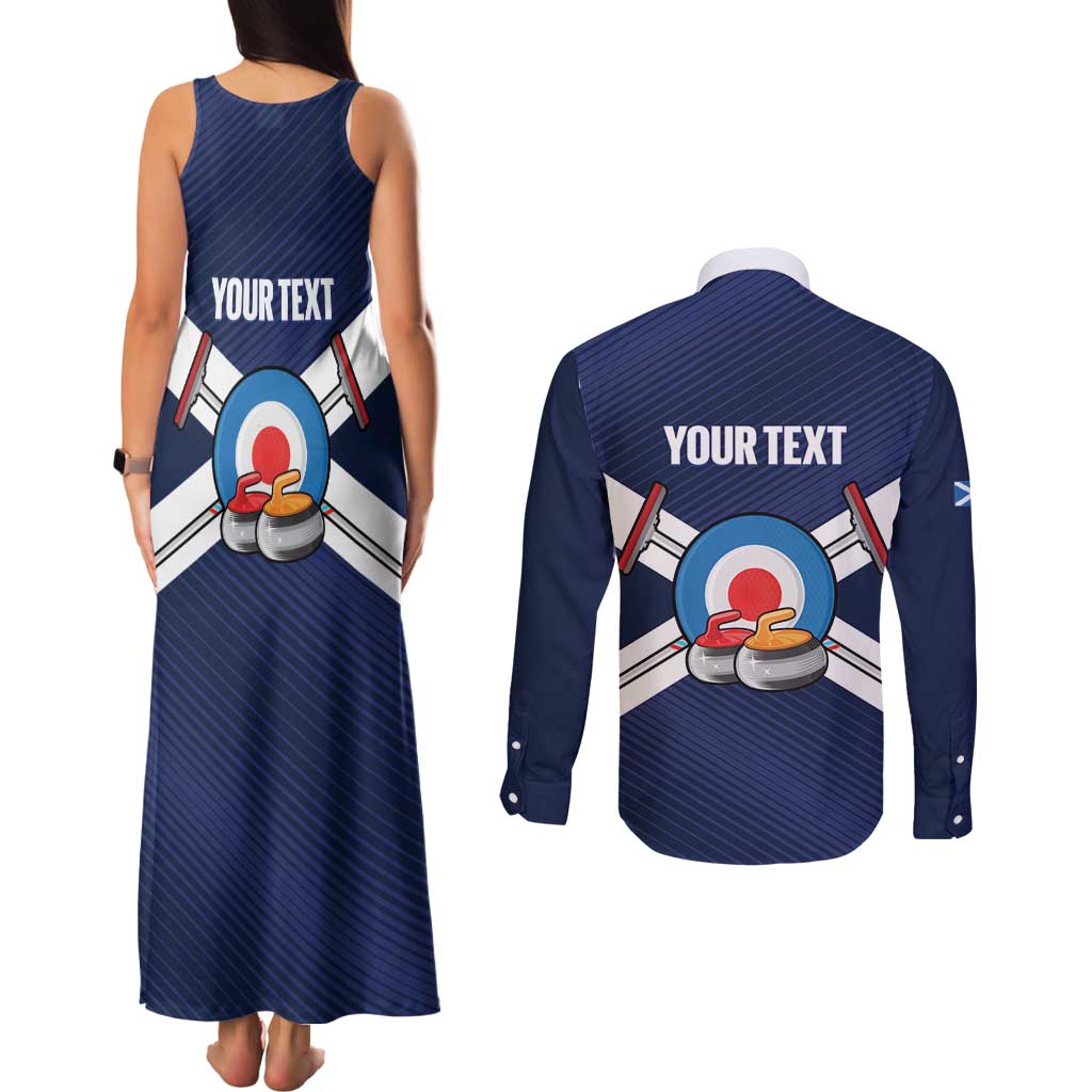 Personalized Scotland Curling Couples Matching Tank Maxi Dress and Long Sleeve Button Shirt Go Scottish Flag Style - Wonder Print Shop