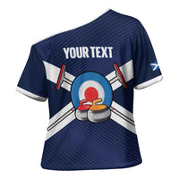 Personalized Scotland Curling Cross Shoulder Shirt Go Scottish Flag Style - Wonder Print Shop