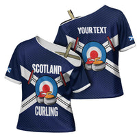 Personalized Scotland Curling Cross Shoulder Shirt Go Scottish Flag Style - Wonder Print Shop