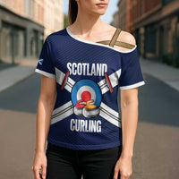 Personalized Scotland Curling Cross Shoulder Shirt Go Scottish Flag Style - Wonder Print Shop