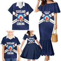 Personalized Scotland Curling Family Matching Mermaid Dress and Hawaiian Shirt Go Scottish Flag Style - Wonder Print Shop