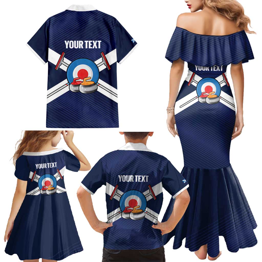 Personalized Scotland Curling Family Matching Mermaid Dress and Hawaiian Shirt Go Scottish Flag Style - Wonder Print Shop