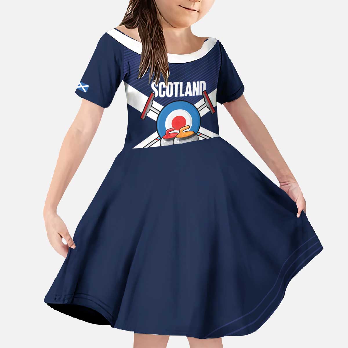 Personalized Scotland Curling Family Matching Off The Shoulder Long Sleeve Dress and Hawaiian Shirt Go Scottish Flag Style - Wonder Print Shop
