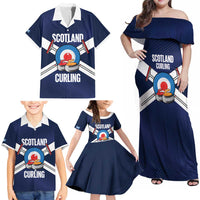 Personalized Scotland Curling Family Matching Off Shoulder Maxi Dress and Hawaiian Shirt Go Scottish Flag Style - Wonder Print Shop