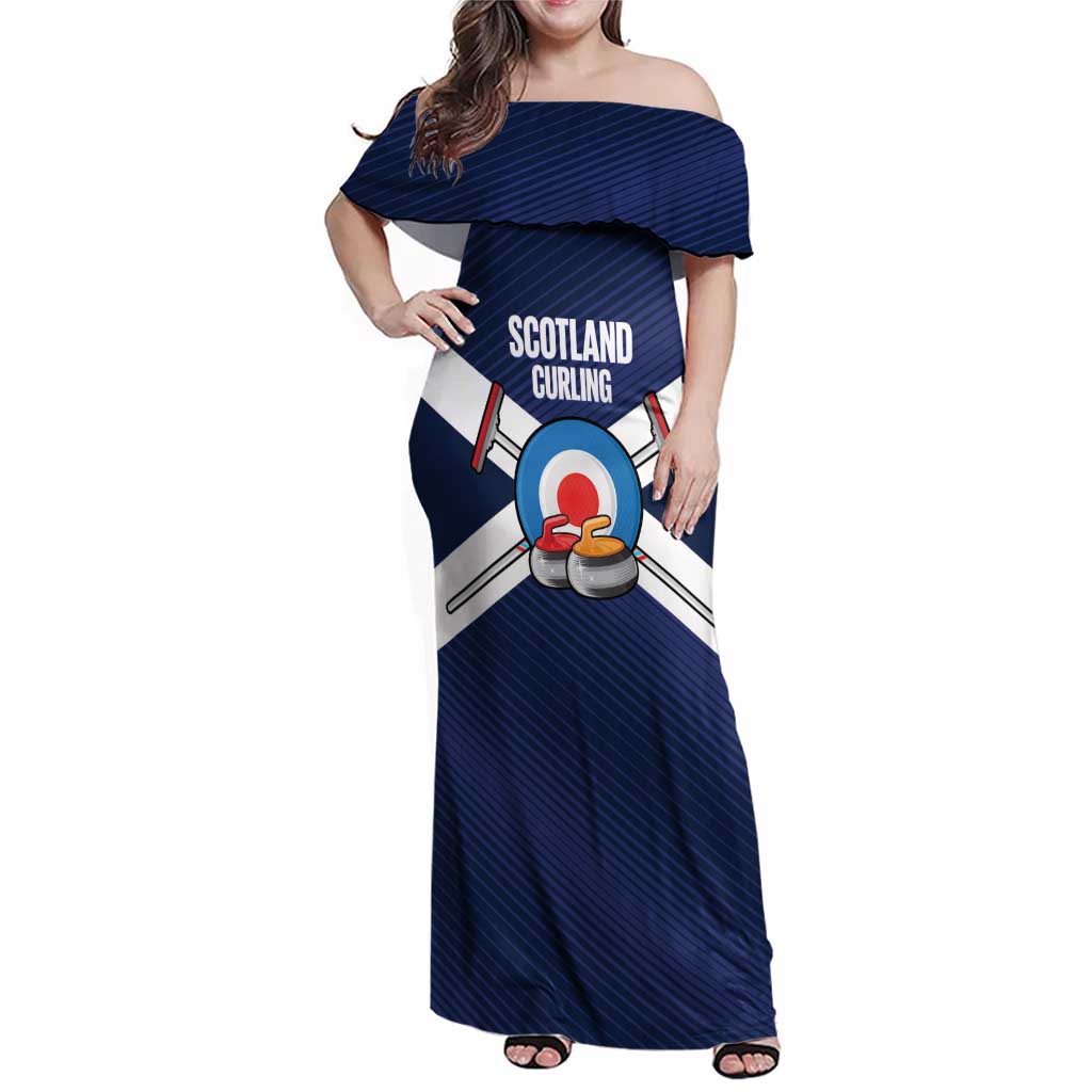 Personalized Scotland Curling Family Matching Off Shoulder Maxi Dress and Hawaiian Shirt Go Scottish Flag Style - Wonder Print Shop