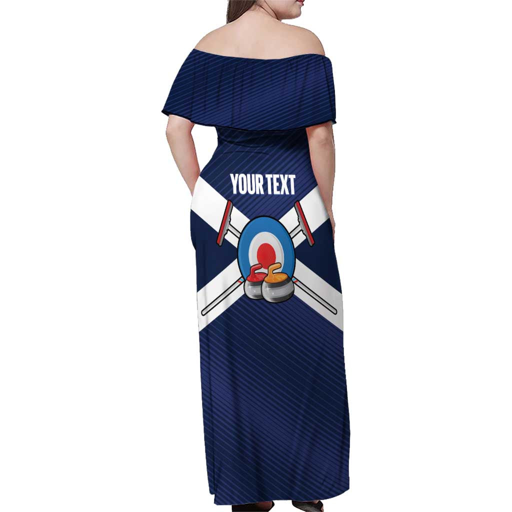 Personalized Scotland Curling Family Matching Off Shoulder Maxi Dress and Hawaiian Shirt Go Scottish Flag Style - Wonder Print Shop