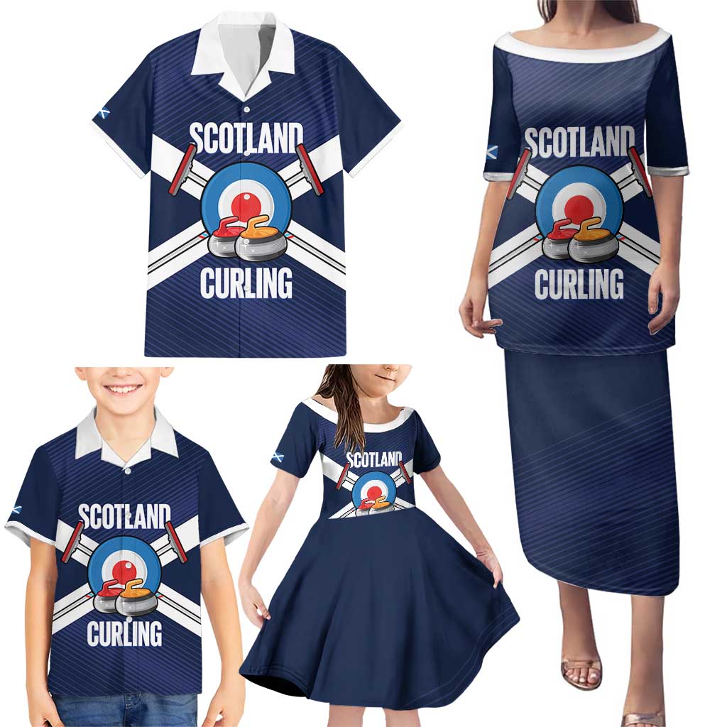 Personalized Scotland Curling Family Matching Puletasi and Hawaiian Shirt Go Scottish Flag Style - Wonder Print Shop