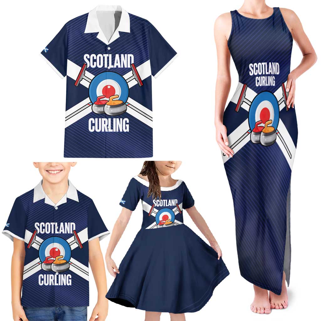 Personalized Scotland Curling Family Matching Tank Maxi Dress and Hawaiian Shirt Go Scottish Flag Style - Wonder Print Shop