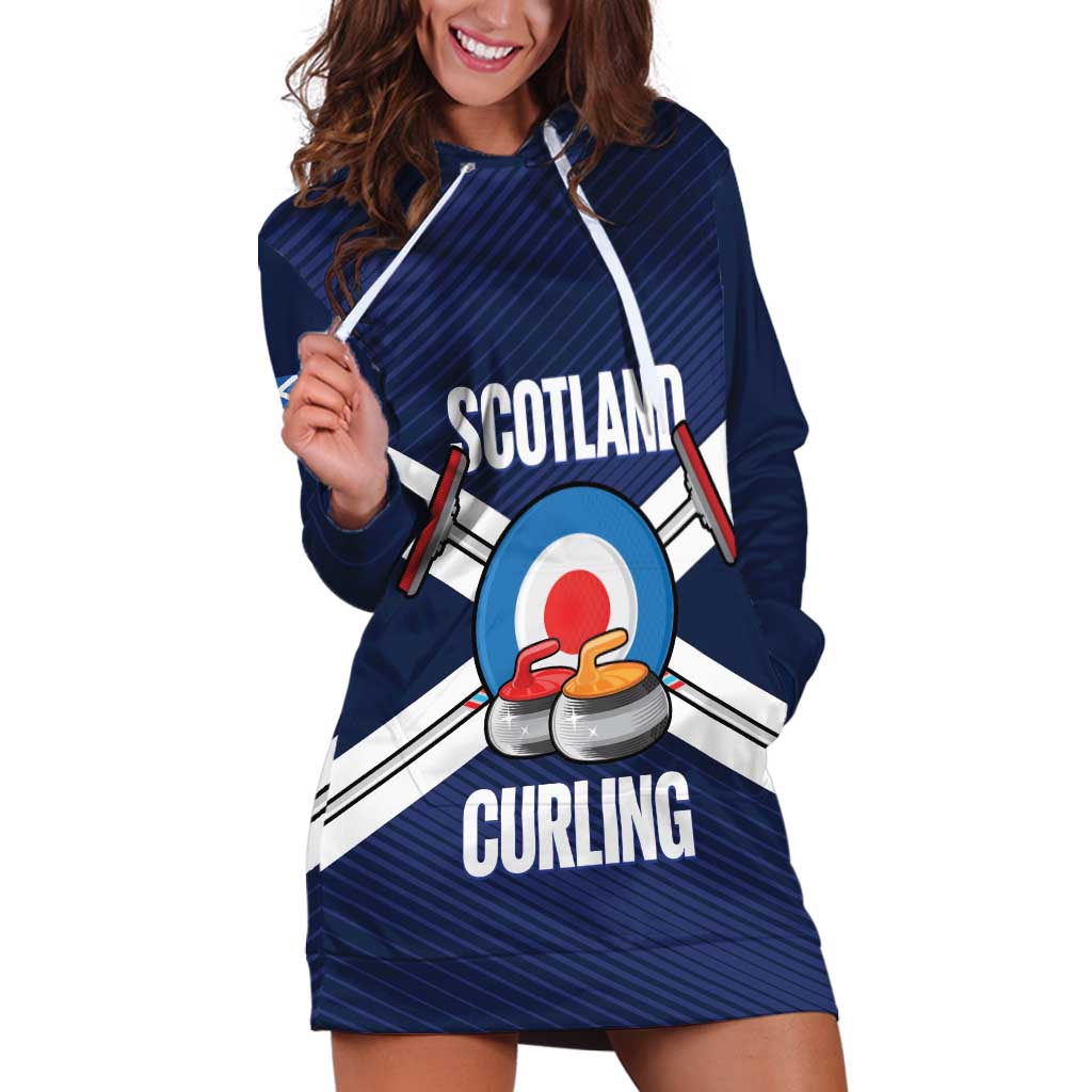 Personalized Scotland Curling Hoodie Dress Go Scottish Flag Style - Wonder Print Shop