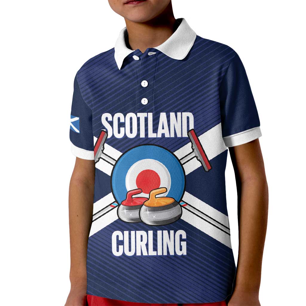 Personalized Scotland Curling Kid Polo Shirt Go Scottish Flag Style - Wonder Print Shop
