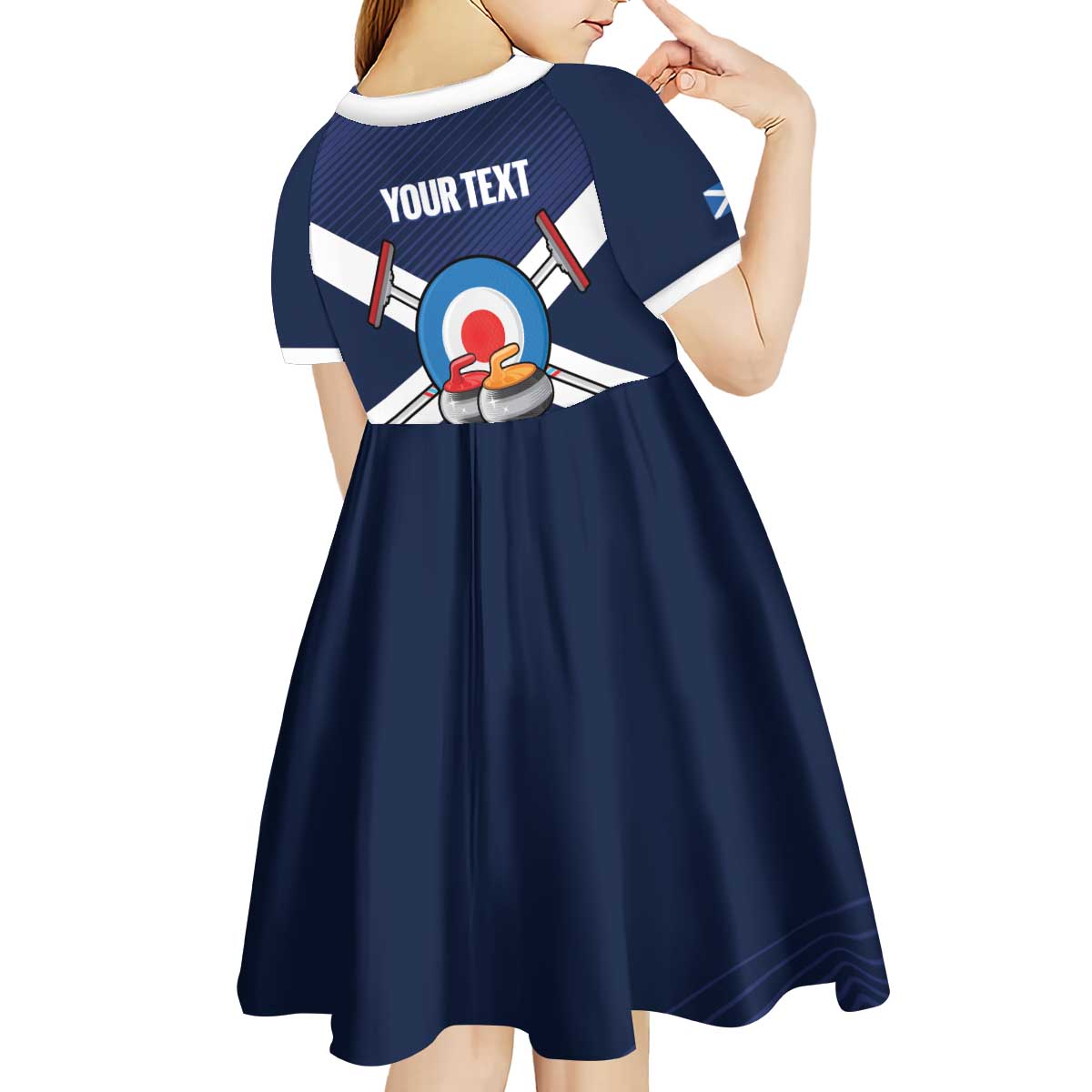 Personalized Scotland Curling Kid Short Sleeve Dress Go Scottish Flag Style - Wonder Print Shop