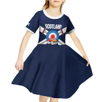 Personalized Scotland Curling Kid Short Sleeve Dress Go Scottish Flag Style - Wonder Print Shop