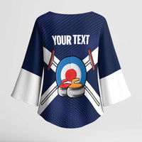 Personalized Scotland Curling Kimono Sleeve Blouse Go Scottish Flag Style - Wonder Print Shop