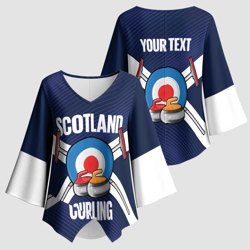 Personalized Scotland Curling Kimono Sleeve Blouse Go Scottish Flag Style - Wonder Print Shop