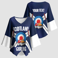 Personalized Scotland Curling Kimono Sleeve Blouse Go Scottish Flag Style - Wonder Print Shop