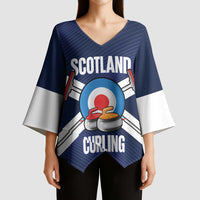 Personalized Scotland Curling Kimono Sleeve Blouse Go Scottish Flag Style - Wonder Print Shop