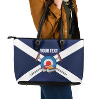Personalized Scotland Curling Leather Tote Bag Go Scottish Flag Style - Wonder Print Shop