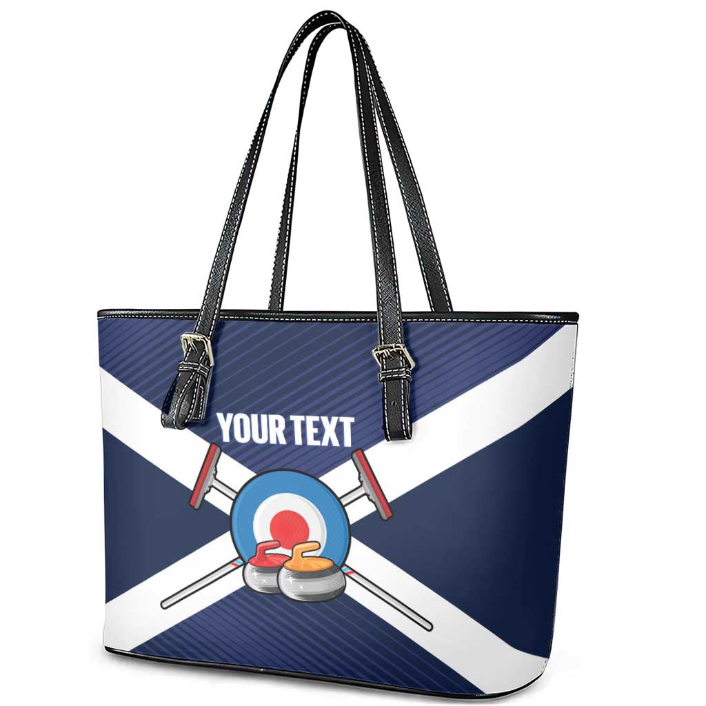 Personalized Scotland Curling Leather Tote Bag Go Scottish Flag Style - Wonder Print Shop