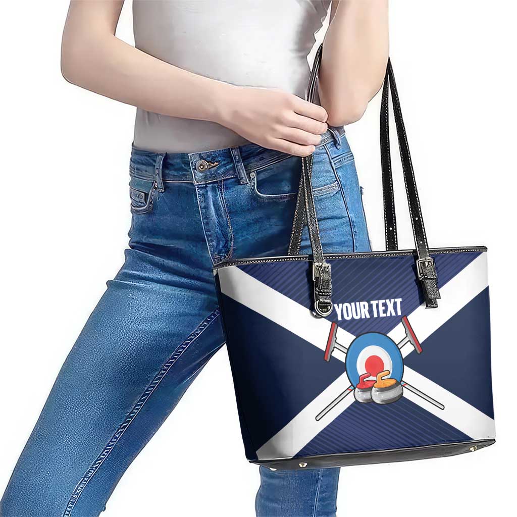 Personalized Scotland Curling Leather Tote Bag Go Scottish Flag Style - Wonder Print Shop