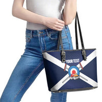 Personalized Scotland Curling Leather Tote Bag Go Scottish Flag Style - Wonder Print Shop
