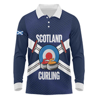 Personalized Scotland Curling Long Sleeve Polo Shirt Go Scottish Flag Style - Wonder Print Shop