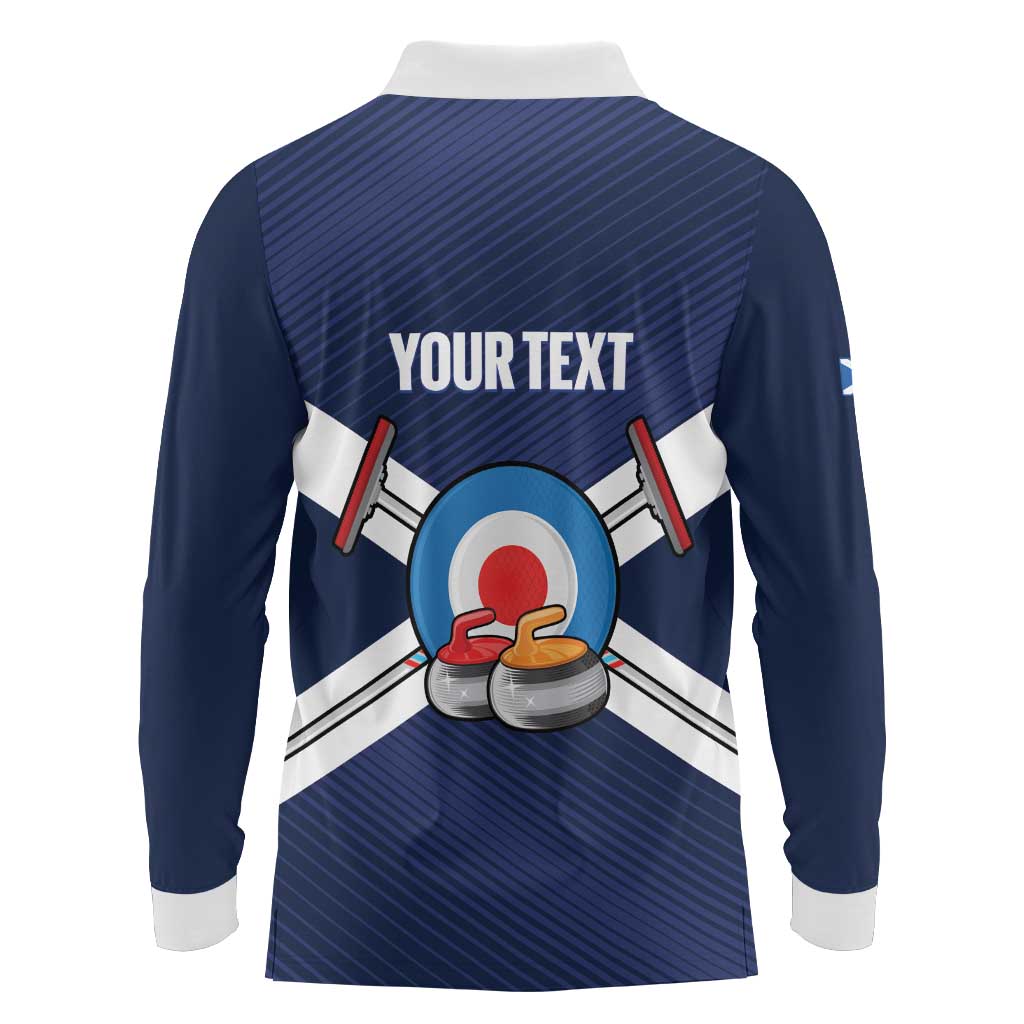 Personalized Scotland Curling Long Sleeve Polo Shirt Go Scottish Flag Style - Wonder Print Shop