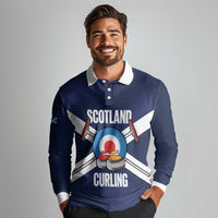Personalized Scotland Curling Long Sleeve Polo Shirt Go Scottish Flag Style - Wonder Print Shop