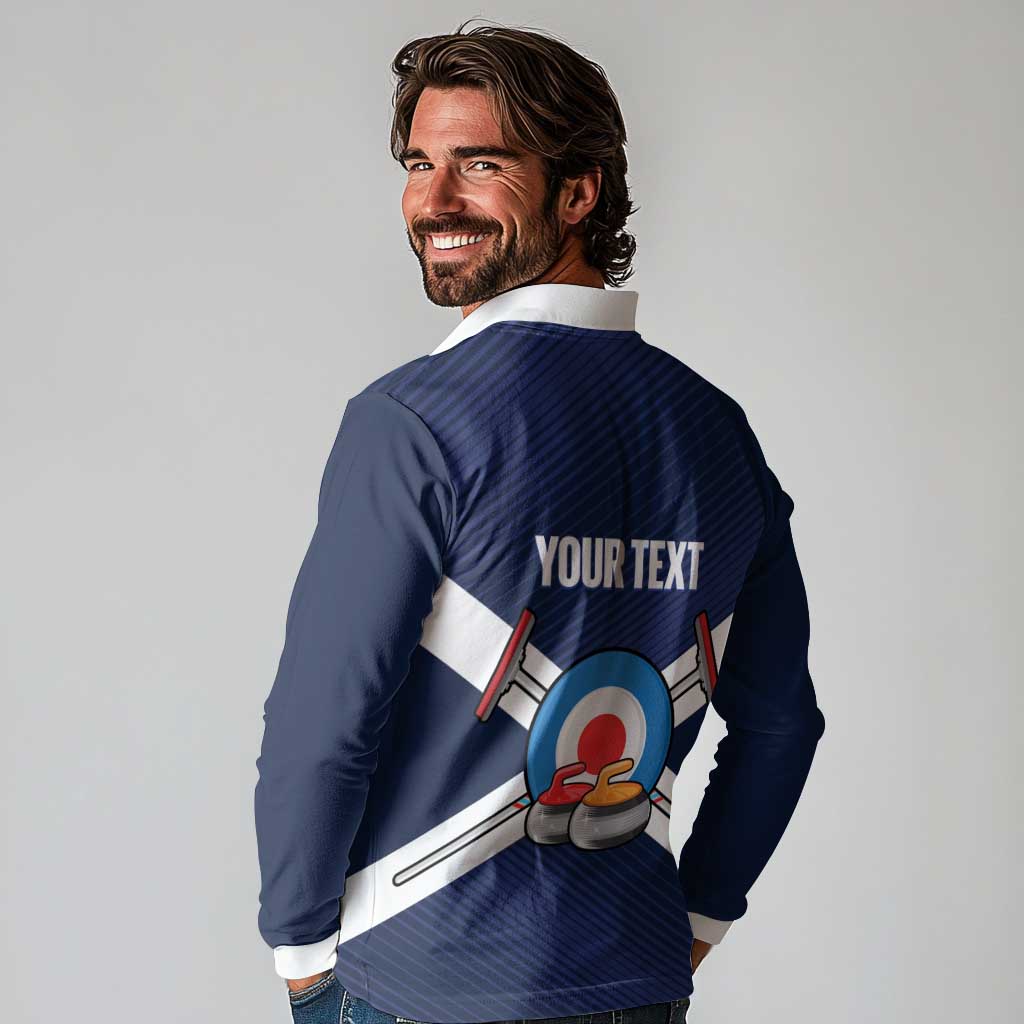 Personalized Scotland Curling Long Sleeve Polo Shirt Go Scottish Flag Style - Wonder Print Shop