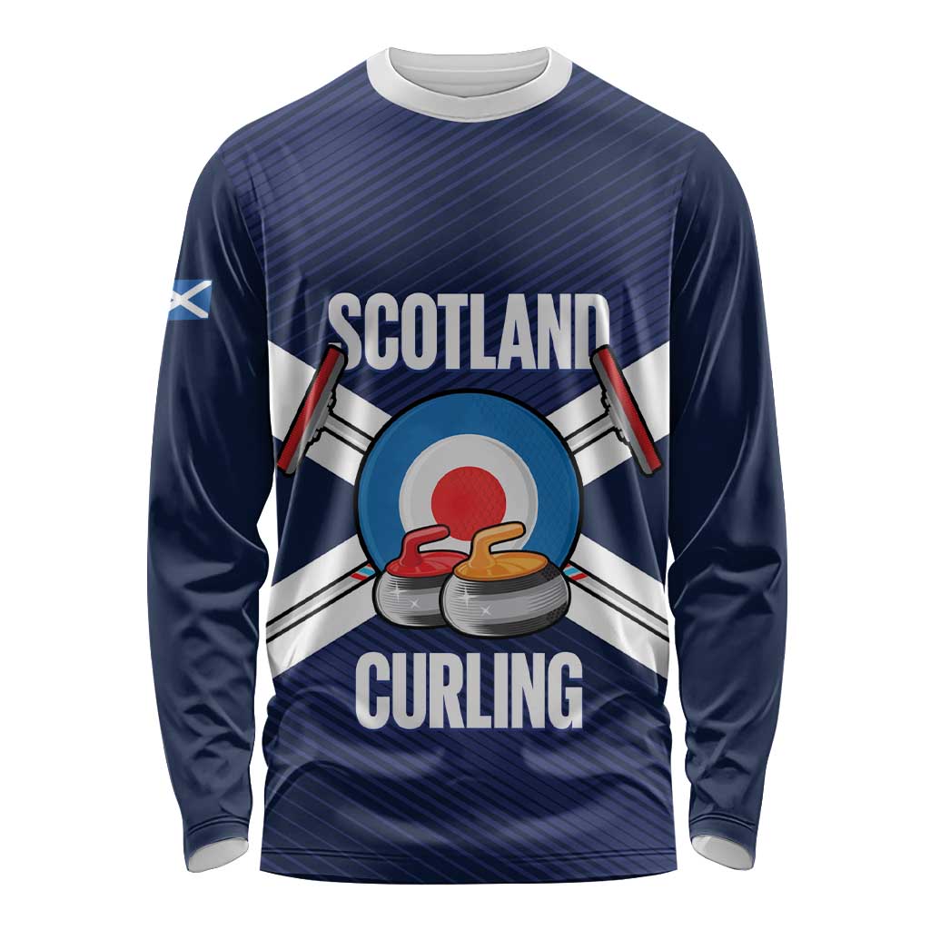 Personalized Scotland Curling Long Sleeve Shirt Go Scottish Flag Style - Wonder Print Shop