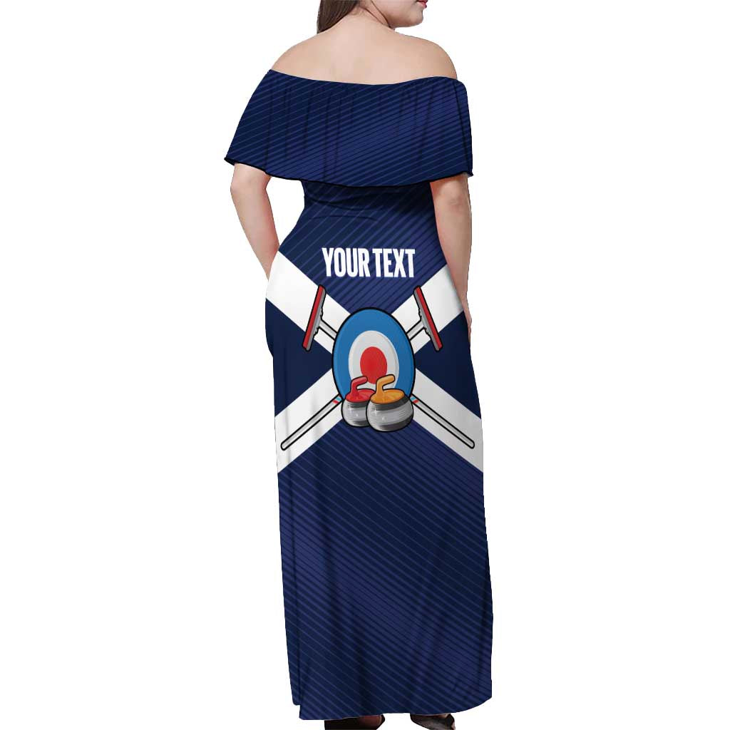 Personalized Scotland Curling Off Shoulder Maxi Dress Go Scottish Flag Style - Wonder Print Shop