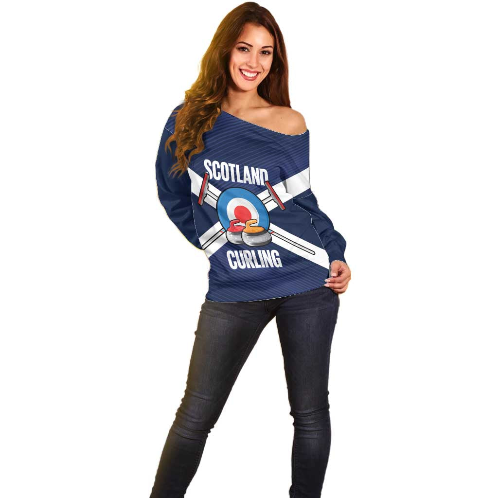 Personalized Scotland Curling Off Shoulder Sweater Go Scottish Flag Style - Wonder Print Shop
