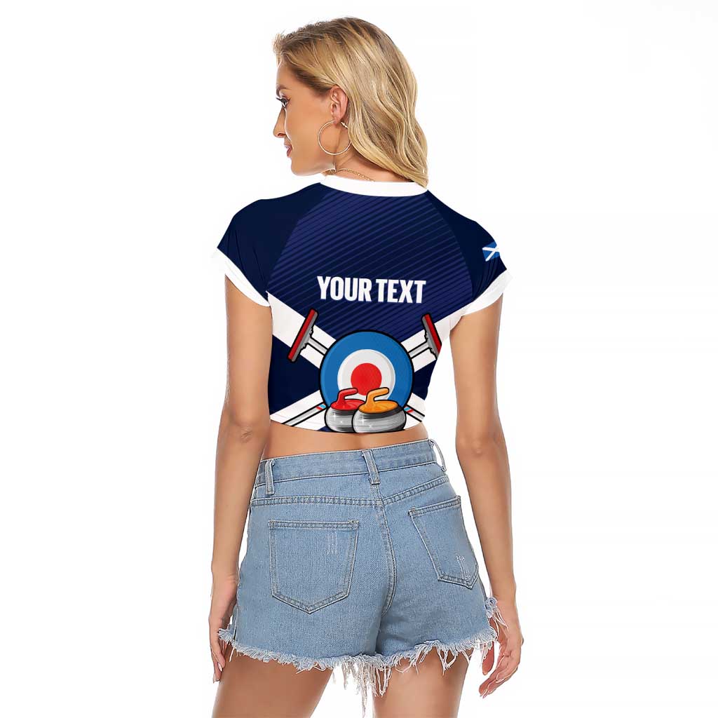 Personalized Scotland Curling Raglan Cropped T Shirt Go Scottish Flag Style - Wonder Print Shop