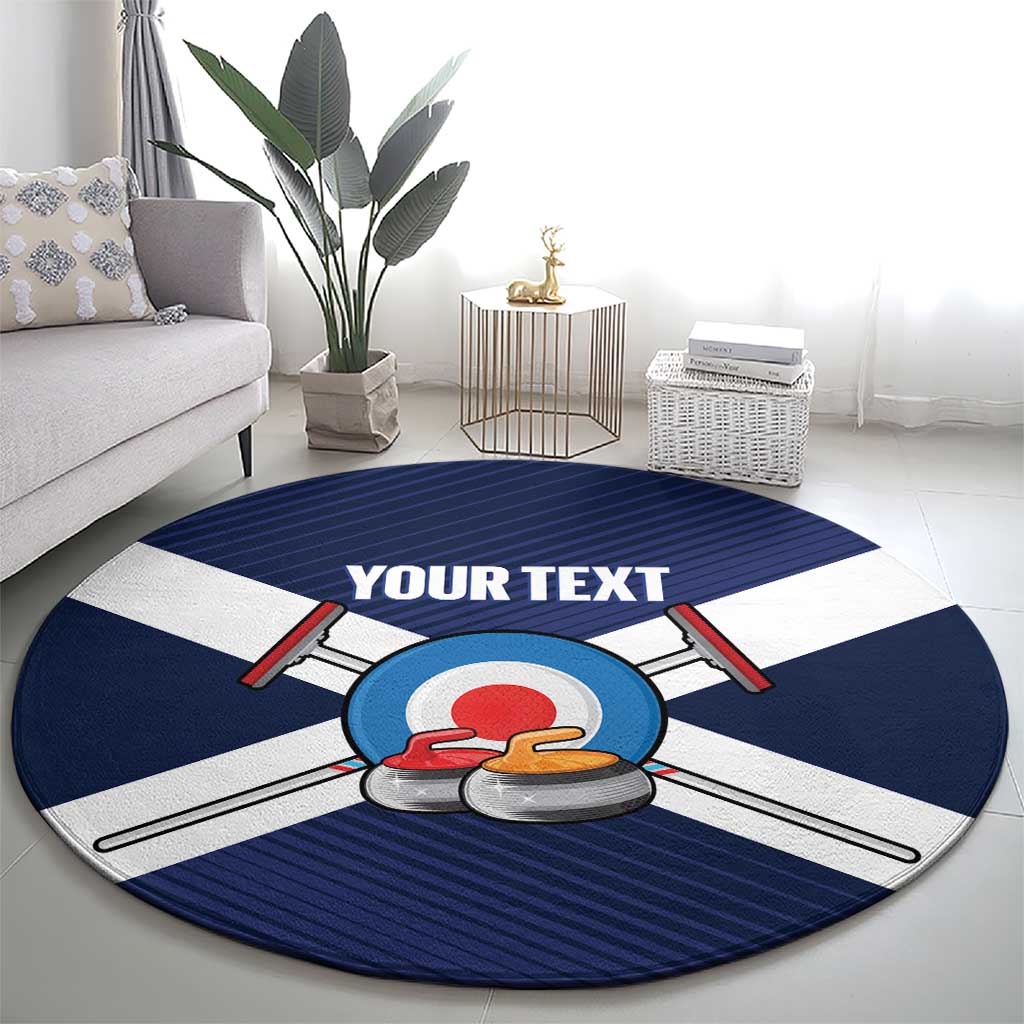 Personalized Scotland Curling Round Carpet Go Scottish Flag Style - Wonder Print Shop