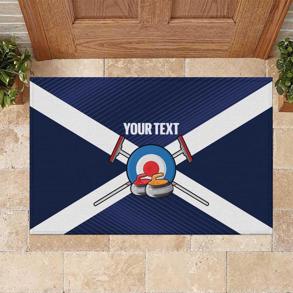 Personalized Scotland Curling Rubber Doormat Go Scottish Flag Style - Wonder Print Shop